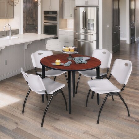 Regency Kahlo Round Table & Chair Sets, 42 W, 42 L, 29 H, Wood, Metal, Plastic Top, Cherry TPL42RNDCHBK47GY